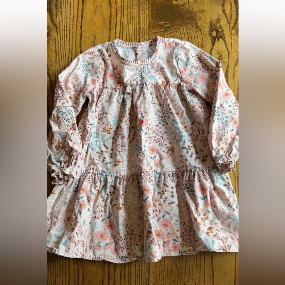 Charming Pink and Blue Floral Kids Dress